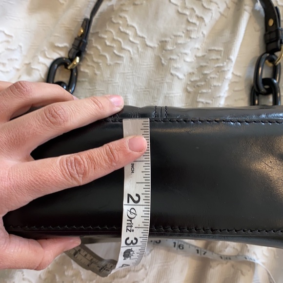 MILLY leather twist lock shoulder bag black gray gold - Picture 15 of 16